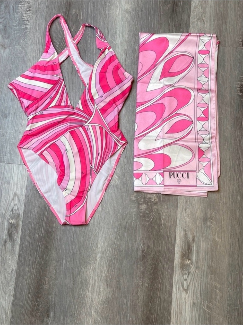 Pink Patterned One-Piece Swimsuit